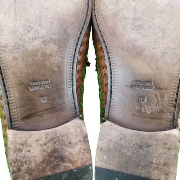 Paul Fredrick Brown Leather Loafer  Woven Slip On Men's Size 12M  FSJ114D Shoes - Picture 15 of 15